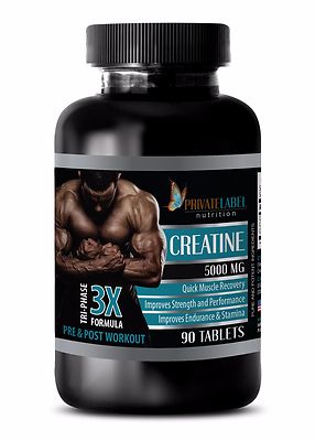 Creatine Powder 3X 5000mg - Monohydrate - Sports Supplements - 1 Bottle 90 Pills