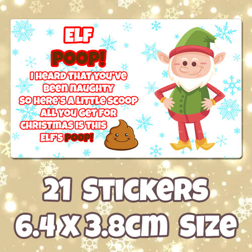 Elf Poop 21 Sticker Labels Christmas Xmas Gift Idea Stocking Filler Eve v2 - Picture 1 of 17