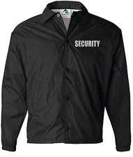 Security nylon jacket with Reflective logos, front and back.