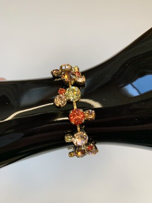 Agatha Paris Scottie Dog Tennis Bracelet Gold Tone Rhinestone Crystal 7.5'' VTG