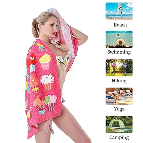Auxory Microfiber Beach Towel Set Oversized Large Quick Dry Soft Thin Sand Fr...