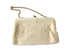Vintage Walborg Walberg White Beaded Small Evening Purse Handbag