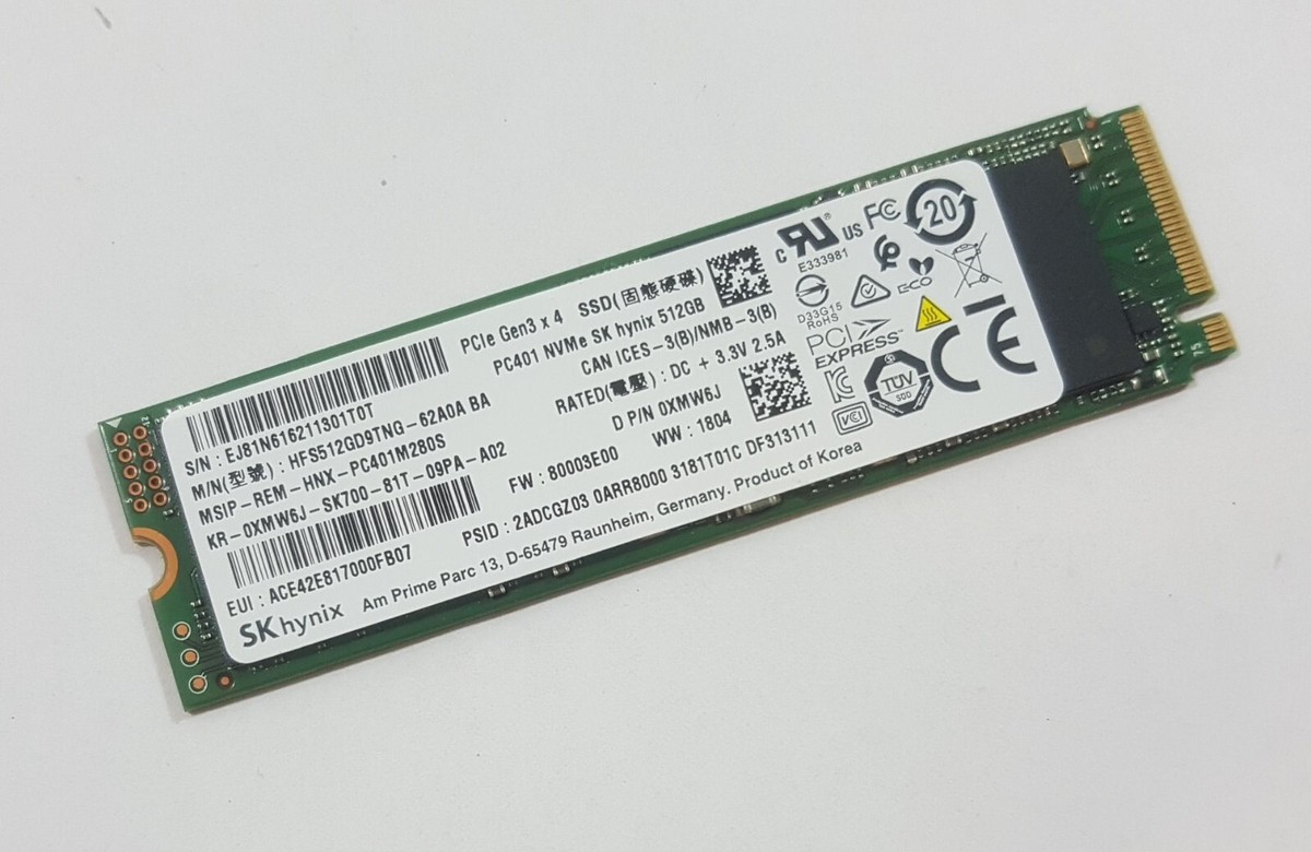 96% 512GB SK Hynix PC401 NVMe SSD Festplatte m.2 2280 0XMW6J PCIe