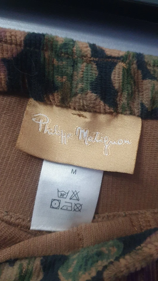 Philippe Matignon Womens Floral Ribbed Velour Leggings Size M Stretchy Pants Y2K - Image 3 of 4