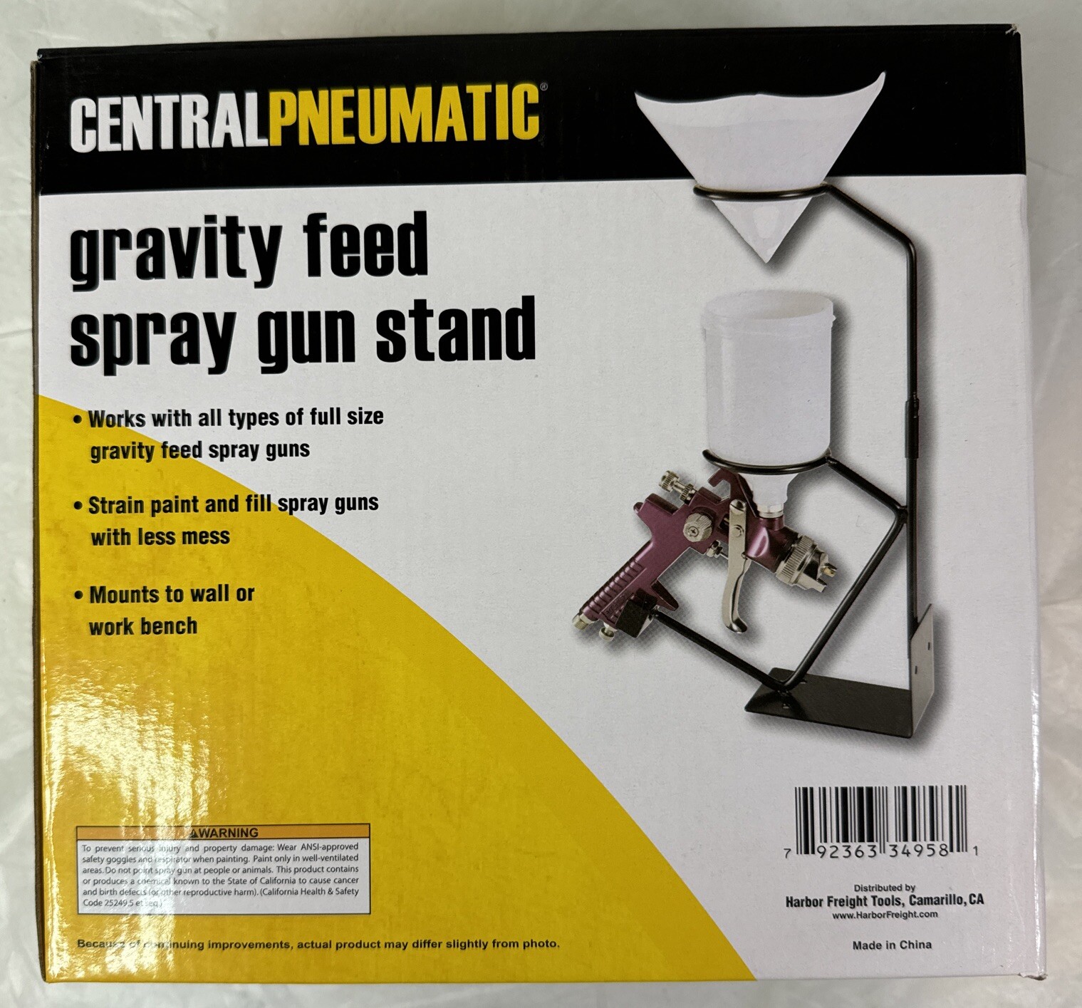 Central Pneumatic Gravity Feed Spray Gun Stand New In Box