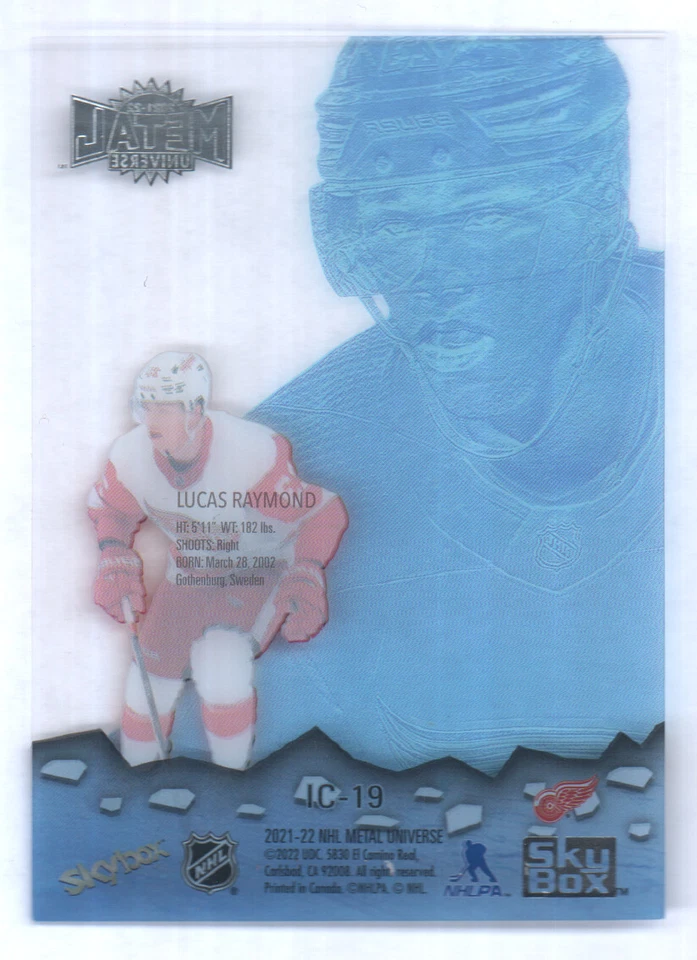 2021-22 UD Skybox Metal Universe Ice Carvings Acetate #IC-19 Lucas Raymond - Image 2 of 2