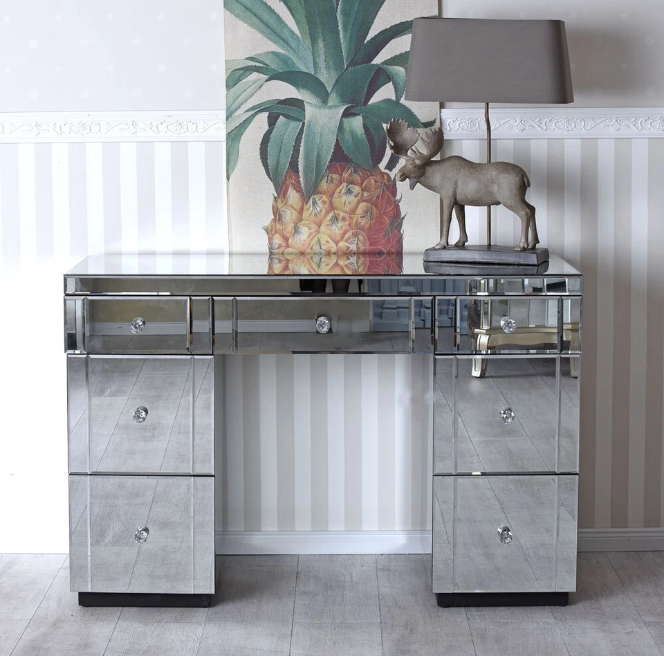 Schreibtisch verspiegelt Schreibpult Homeoffice Computertisch Damenschreibtisch - Bild 2 von 4