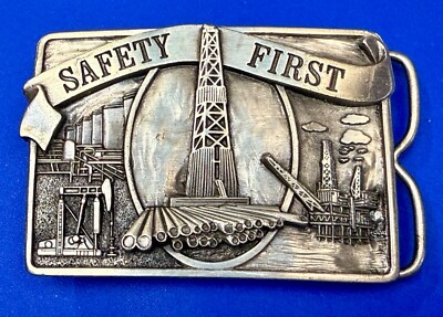 Oil Rough Neck Western Division Employees Safety First Team Worker Belt Buckle