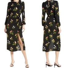 Reformation Reza Night Bloom Long Sleeve Midi Dress - Size 2