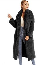 Women Faux Fur Winter Coat Comfort Warm Outerwear Open Front Long Size Small