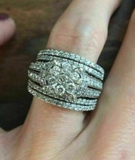 3Ct Moissanite Engagement Wedding Band Ring Set Real 925 Sterling Silver Women's