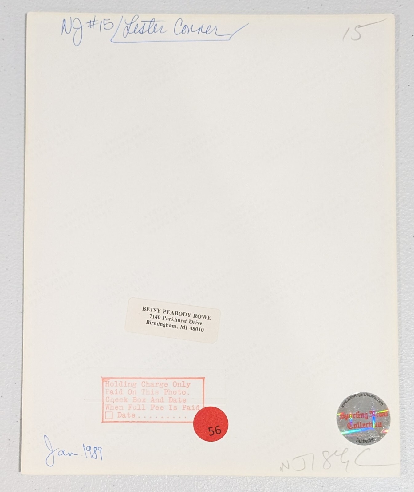 FILA Lester Conner New Jersey Nets foto tipo 1 NBA 1989 di Betsy P. Rowe