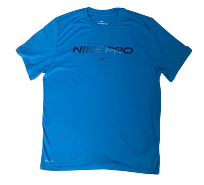 Nike Pro Dri Fit Tee Blau Athletic Gymwear Running Shirt L