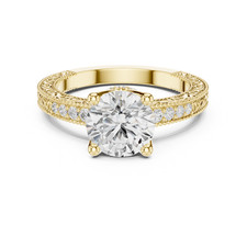 2 ct round e vvs 2 igi lab grown diamond vintage style engagement ring 14k gold