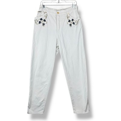 Escada Margaretha Ley White Jeans Womens Size 44 Vintage Preppy Yacht Club Italy