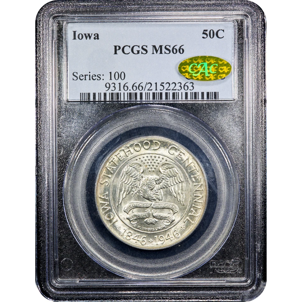 1946 Iowa Commemorative Half 50c PCGS MS66 Gold CAC - Image 2 of 4