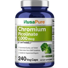 Chromium Picolinate 1000mcg 240 Veggie Capsules Non-GMO, Vegan 
