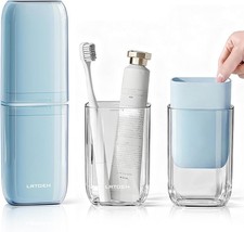 Toothbrush Travel Cup, 4-in-1 Toothbrush Holders with Cover, Portable