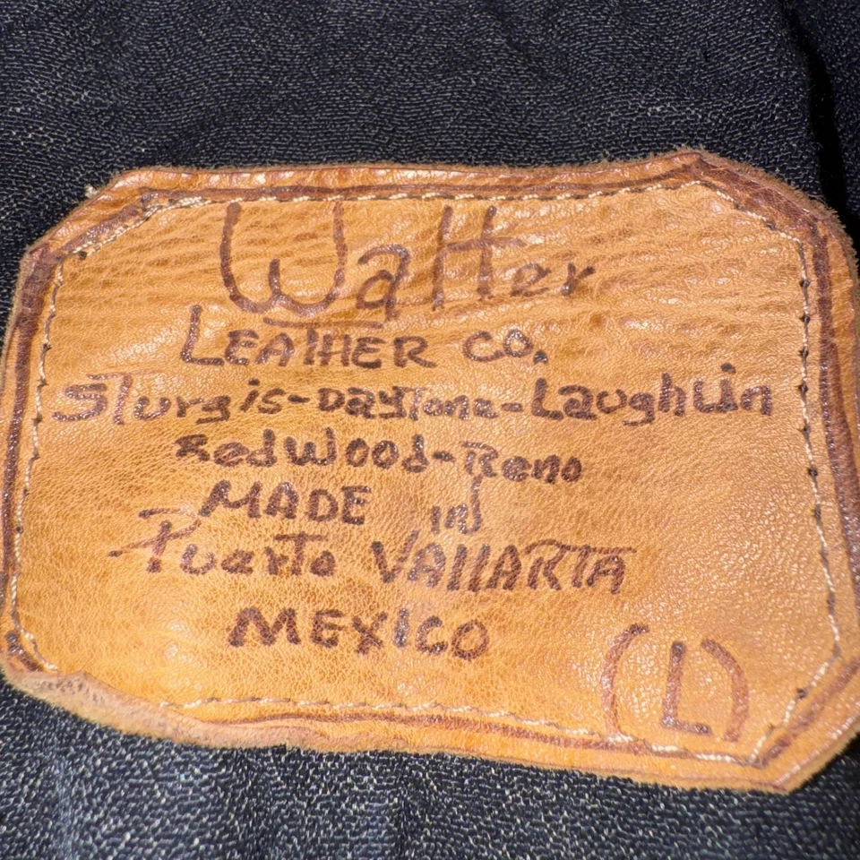 复古 Walter Native American 皮革阿兹特克条纹外套夹克男式 - L 码 — 第 2/4 张图片