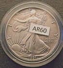 1991 P 1 ozt, 999 pure American Silver Eagle (AR60)