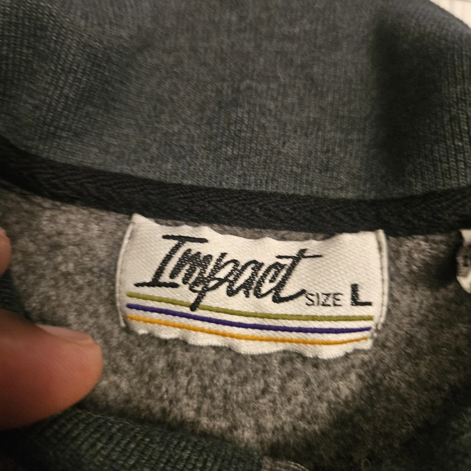 Vintage Impact Shirt Mens Large Gray Maroon Geometric Knit Polo Long Sleeve 90s - Image 3 of 4