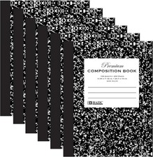 6 PACK Composition Notebooks - Wide-Ruled - 100 Sheets -200 Pages Back to School