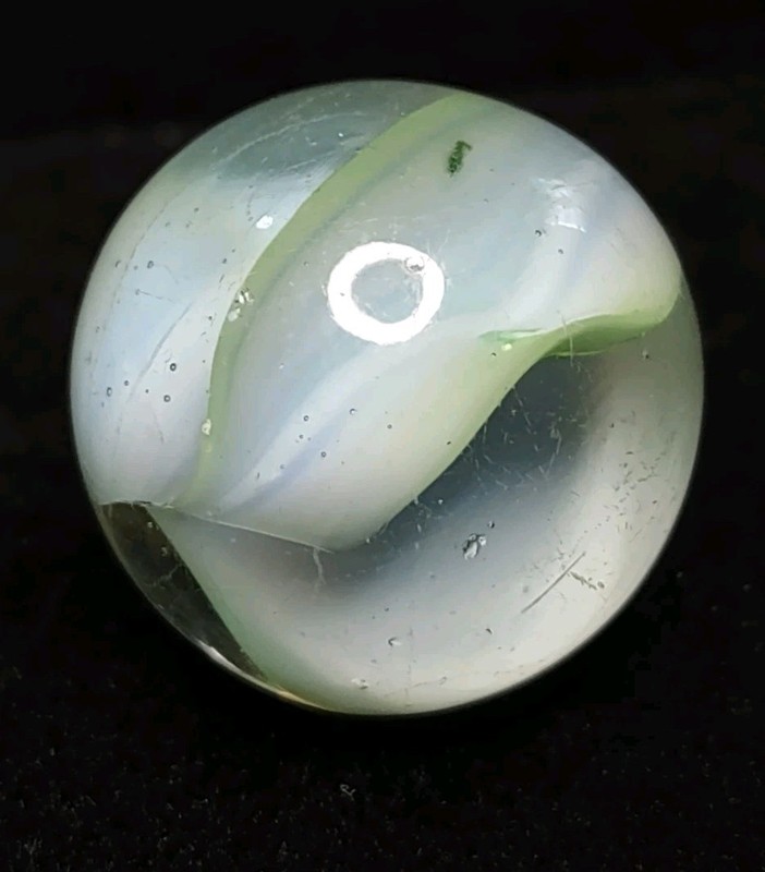 .92" Shooter AV Green & Blue - Clear Glass Marble King Cateye Vintage Marble 