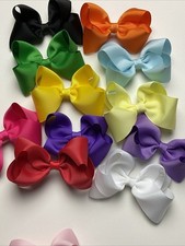 Girls 3 Inch Hair Bow 12 Pcs Lot Hand Made Pink Red Grosgrain Alligator Clip On