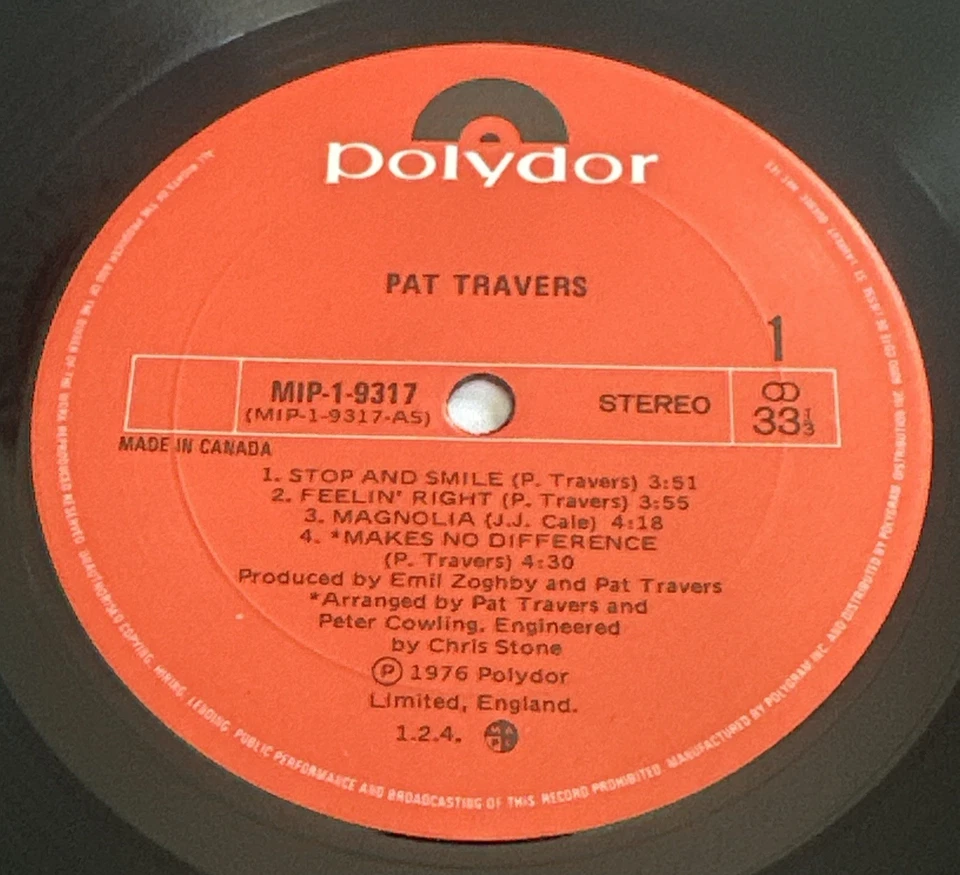 Pat Travers - Self Titled Vinyl LP Record Canadian Issue EX / VG+ - Image 4 of 4