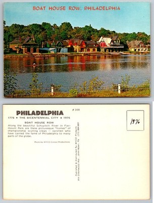 1976 Philadelphia Bicentennial Boat House Row Schuylkill River Postcard WYCO