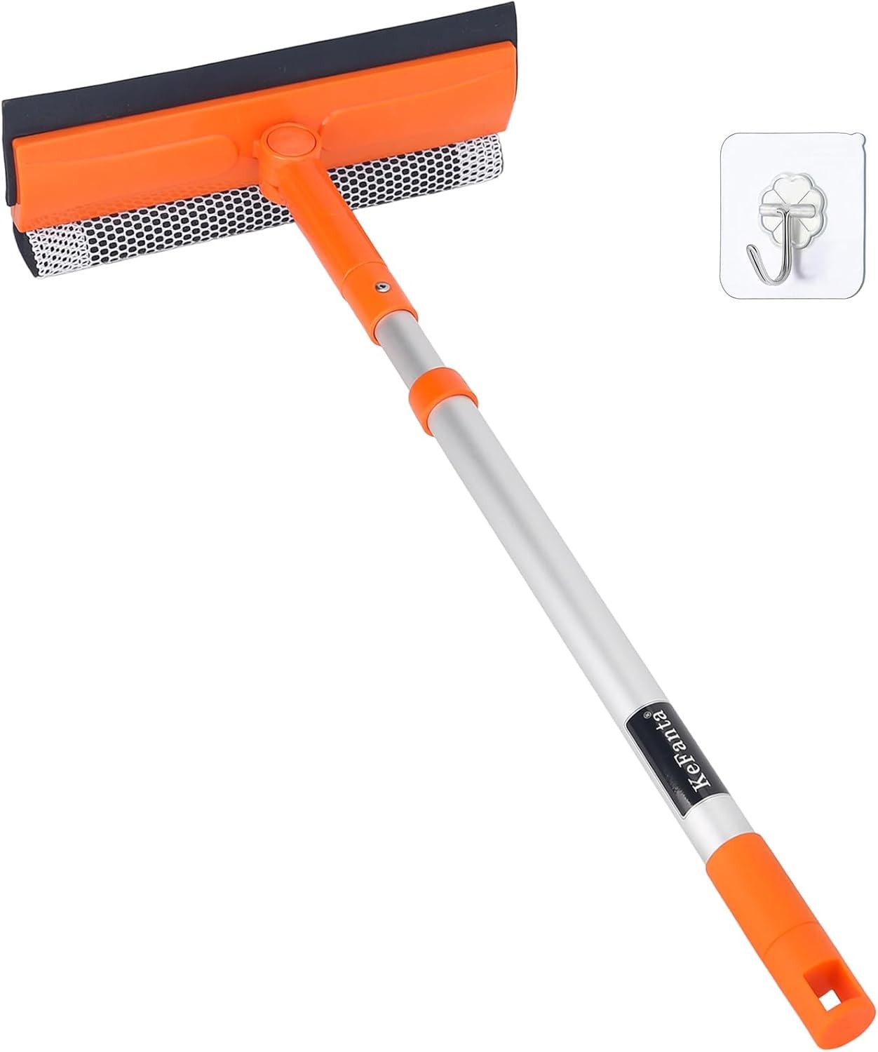 Telescopic Window Squeegee for Home and Car Windshield Cleaning in Orange