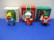 Hallmark Three Paddington Bear Ornaments 1986 1987 1989 Drummer Baker & Jar