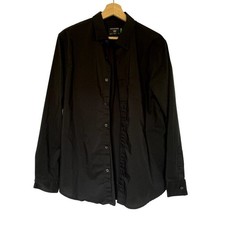 Dockers classic recycled black long sleeved dress shirt button down men's M