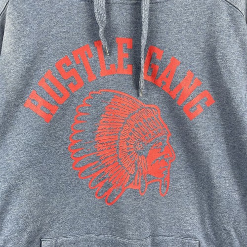 Felpa Hustle Gang uomo 4XL nativi americani grafica blu felpa con cappuccio rap hiphop - Foto 4 di 7