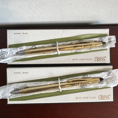 2 Pre-owned Cross 12K Gold Filled Promotional Chivas Regal Ball Point Pen w/box