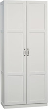 Tall Storage Cabinet White 2 Door Pantry Organizer With Adjustable Shelves