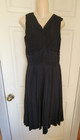 Vintage Black Silk & Taffeta Dress Size 16 * See Measurements More Like Size 12