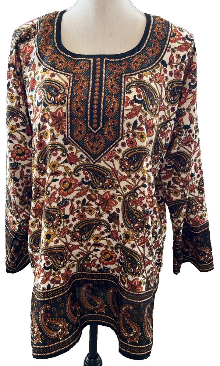SACRED THREADS FREE SIZE BEADED TUNIC LONG SLVS MADE IN INDIA