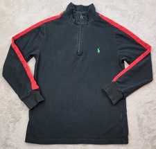 Polo Ralph Lauren 1/4 Zip Pullover Shirt Boys Medium 10/12 Black Cotton Pony