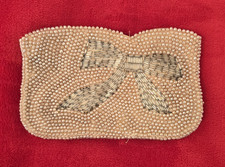 Nobility Vintage Faux Pearl Beaded Bow Scalloped Zip Top Clutch Purse MCM Japan