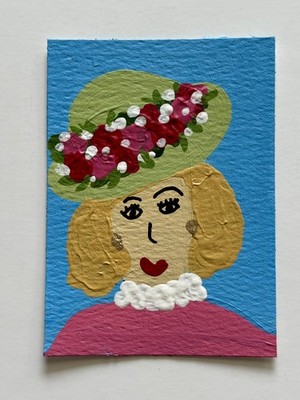ACEO Original Acrylic Painting Portrait of Mary Beth