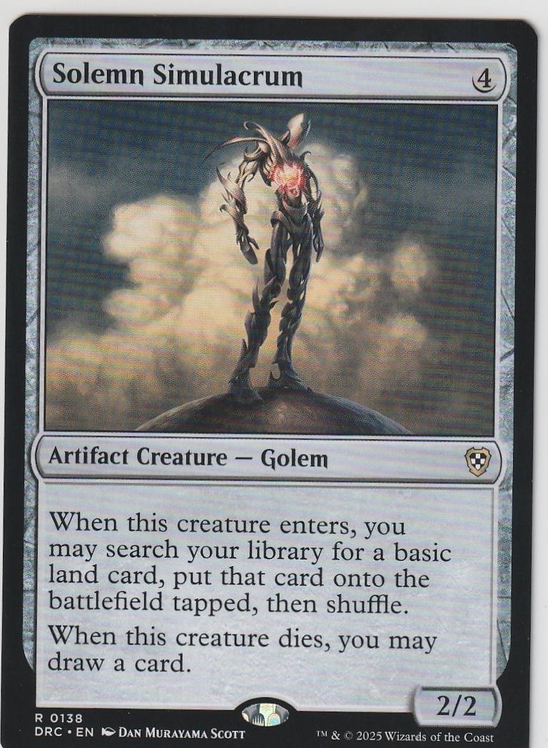 Solemn Simulacrum 138 Rare Commander: Aetherdrift Magic: The Gathering Near Mint