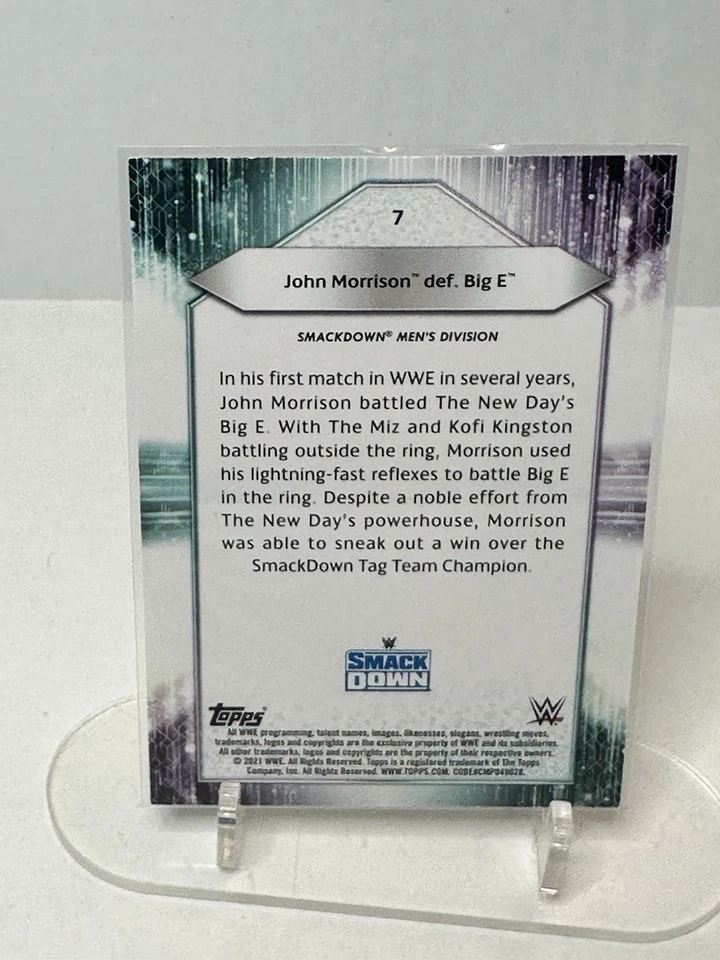 2021 Topps WWE John Morrison Def Big E Aqua /299 Wrestling Smackdown - Image 3 of 3