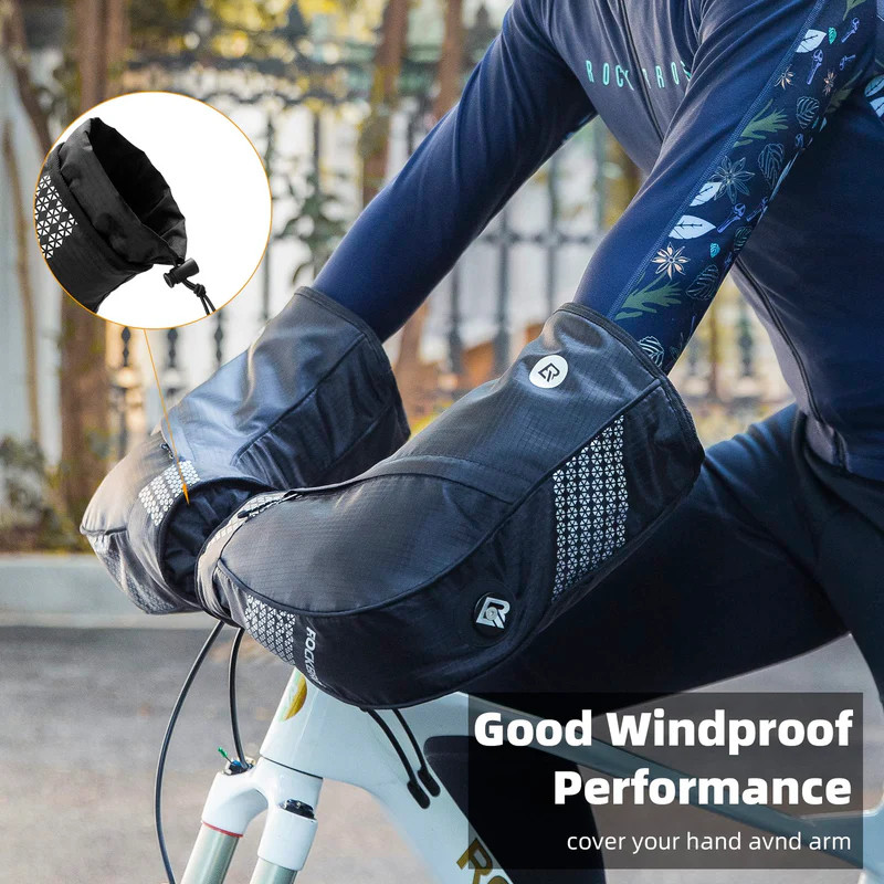 ROCKBROS Bike Handlebar Mittens Winter Cycling Handlebar Covers Gloves Windproof