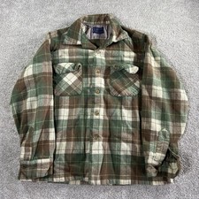 Vintage Pendleton Board Shirt Mens Large Plaid Wool Flannel Loop Collar