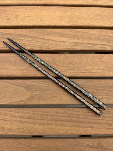 Wakasa Nuri Japanese Lacquered Inlaid Mother of Pearl Chopsticks Pair Vintage