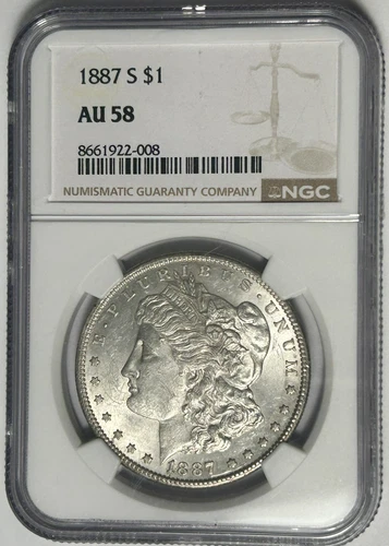 1887 S MORGAN DOLLAR NGC AU 58