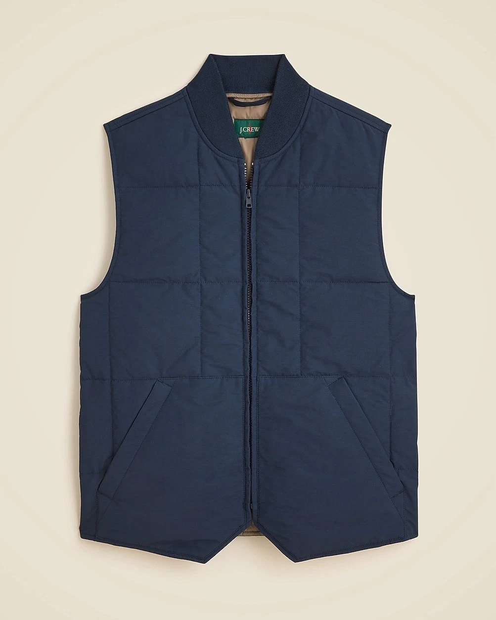 J.CREW Men's Navy Primaloft Insulated Puffer Vest XS Full Zip Stand Collar