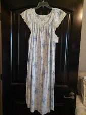 carole hochman Nightgown size small blue floral print knit cotton