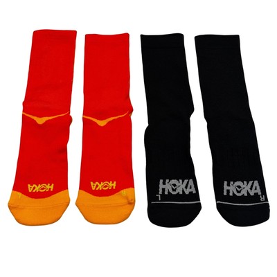 NEW HOKA Time to Fly Running Socks Performance Athletic Crew Orange Black Size L